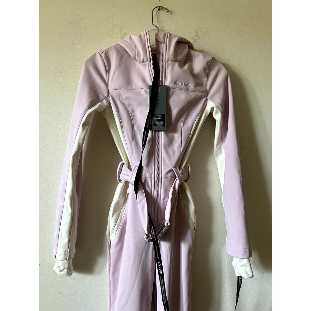 Bo + Tee Oh Polly Waterproof Hooded Fitted Ski Suit in Powder Pink Size XXS - Picture 4 of 7